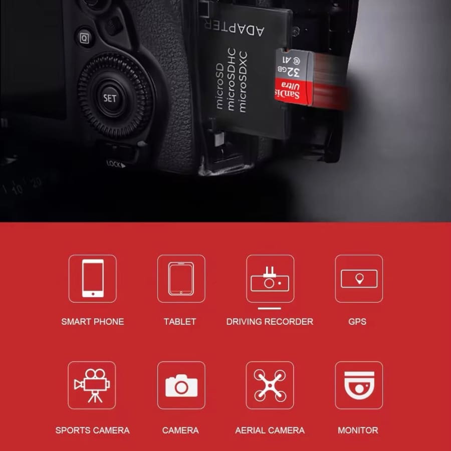 Micro SD Memory Card (64GB) & Adapter - SanDisk