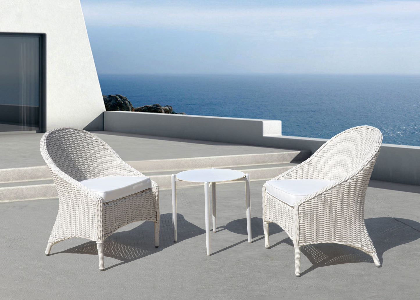 Noosa Outdoor Chair W/Outdoor Seat Cushion - White at online8 furniture store Auckland