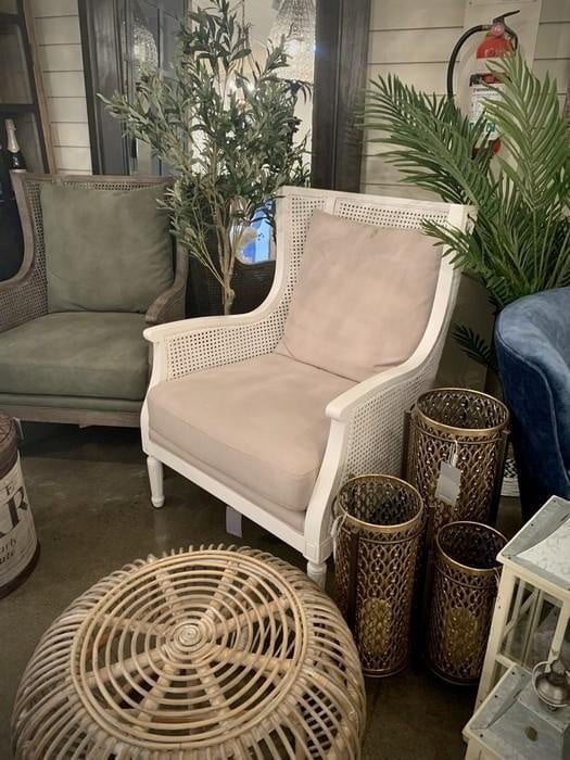 Raffles Rattan Armchair - Antique White at online8 furniture store Auckland
