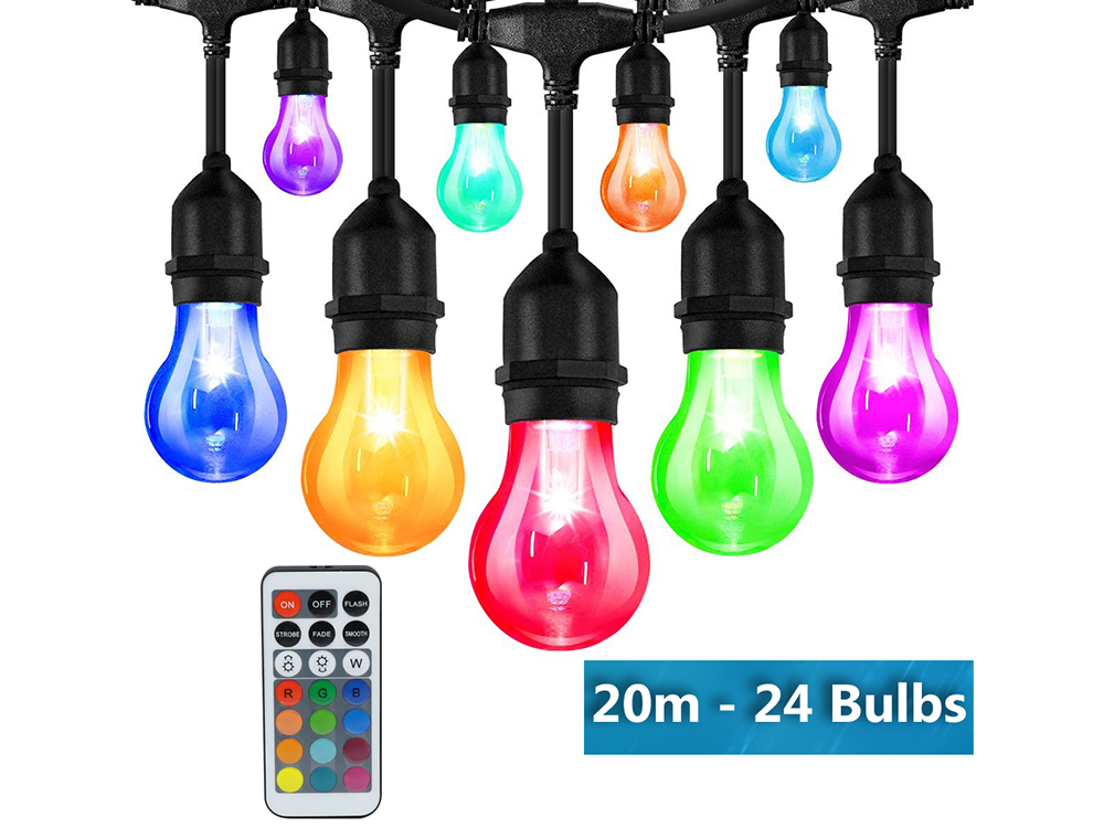 Outdoor Festoon Light String Lights 20M 24 LED Bulbs