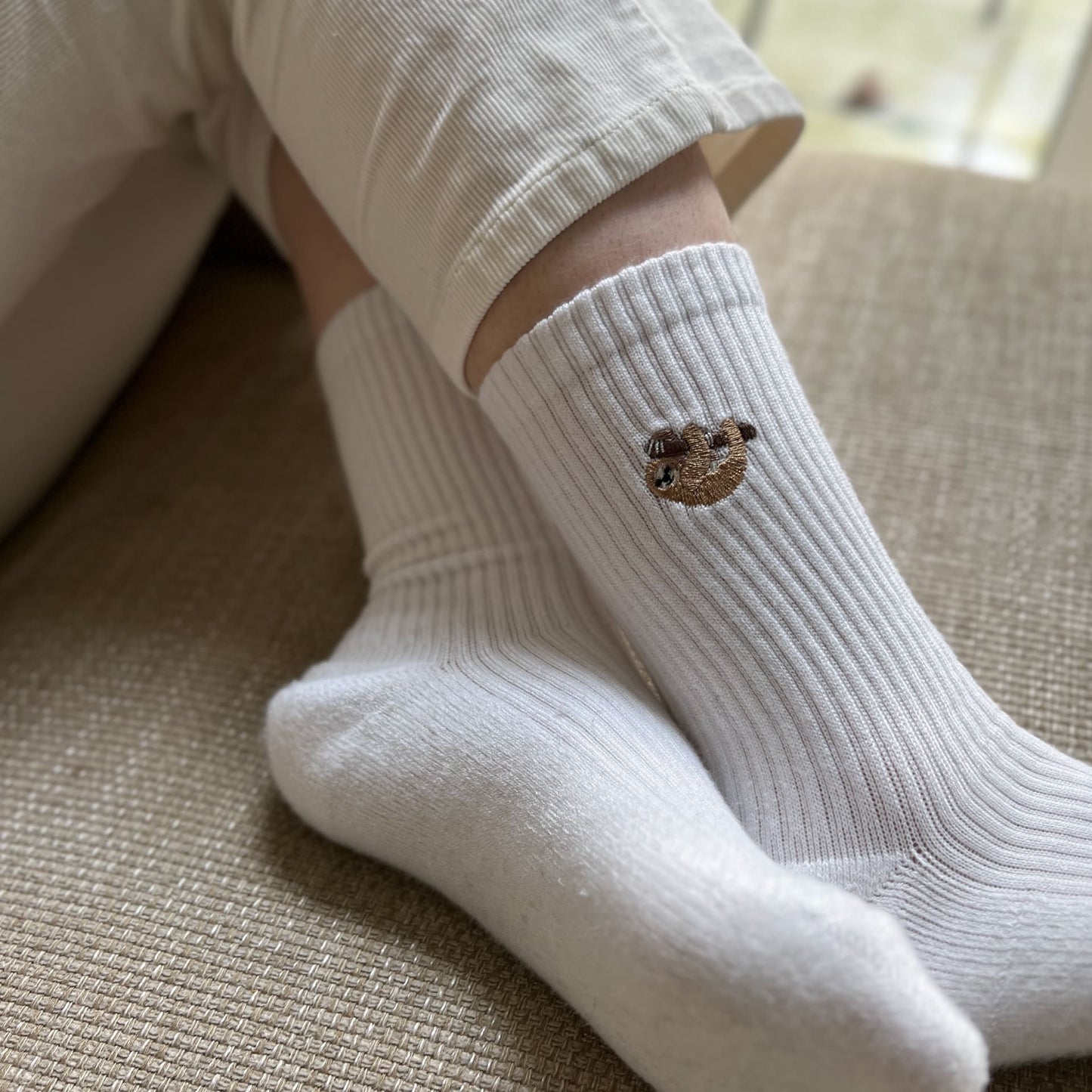 Save the Sloths Ribbed Bamboo Socks