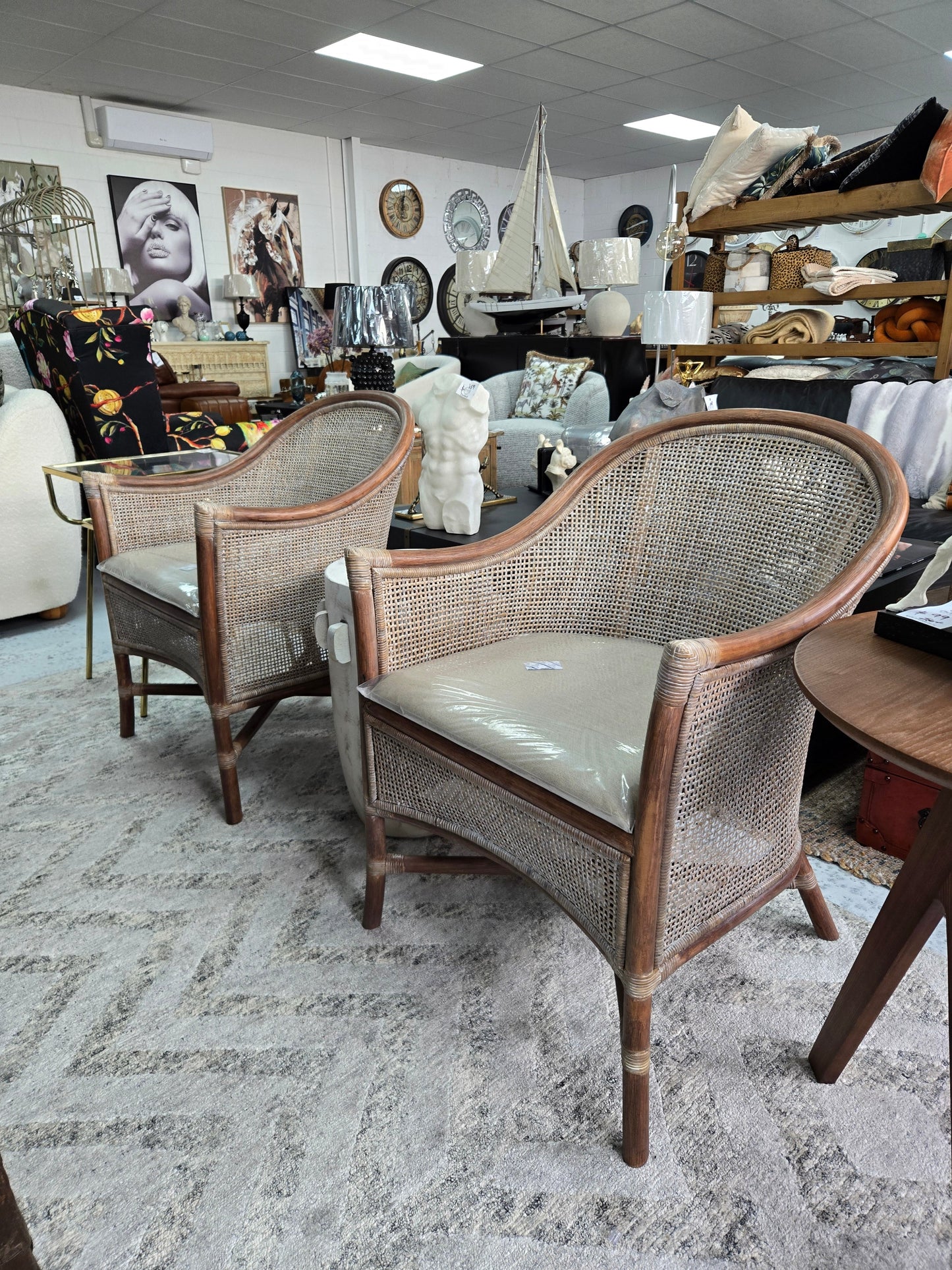 Sanur Armchair - Smoke Gray/ White Wash & Oatmeal