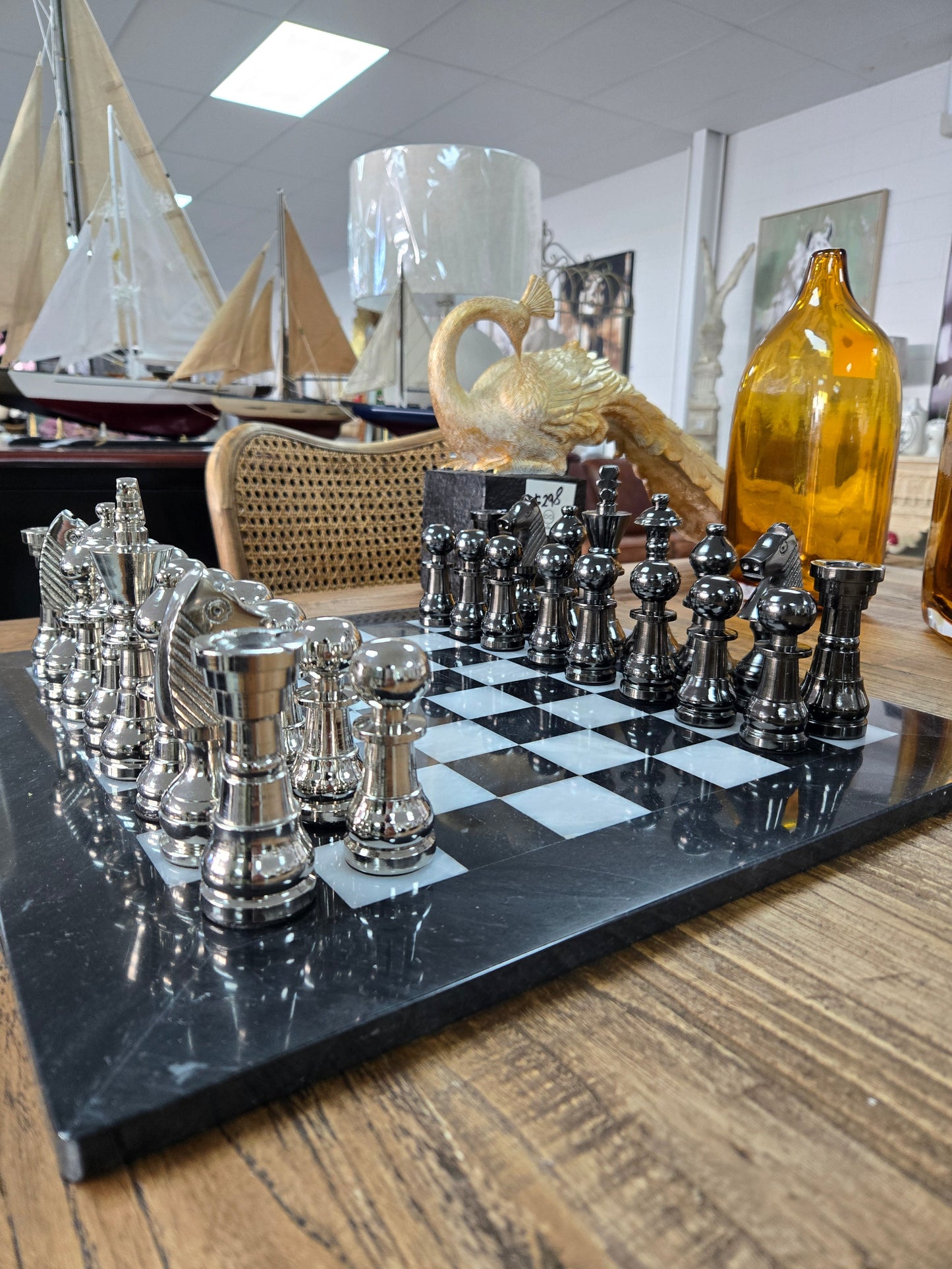 Marble & Aluminium Chess Set - Large