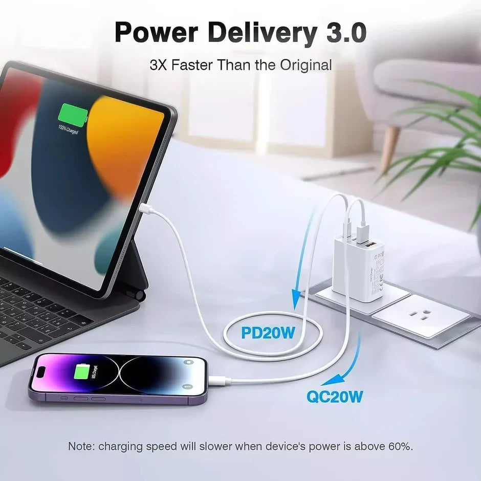 55W DUAL USB C PD Fast Charging Wall USB C Charger Power Adapter Type C