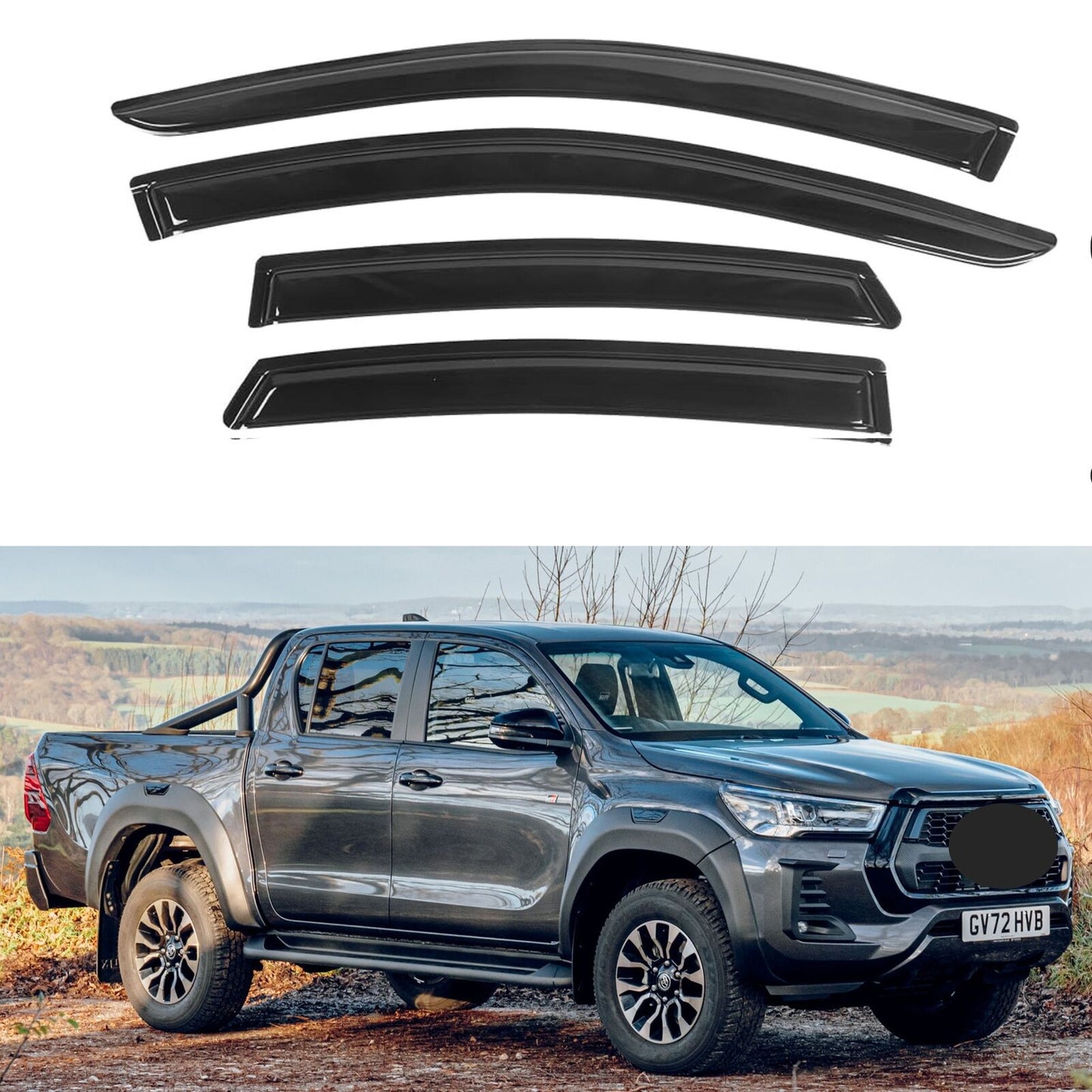 Door Visor / Weather Shield / Monsoon Guard To Suit Toyota HILUX 2015-2024