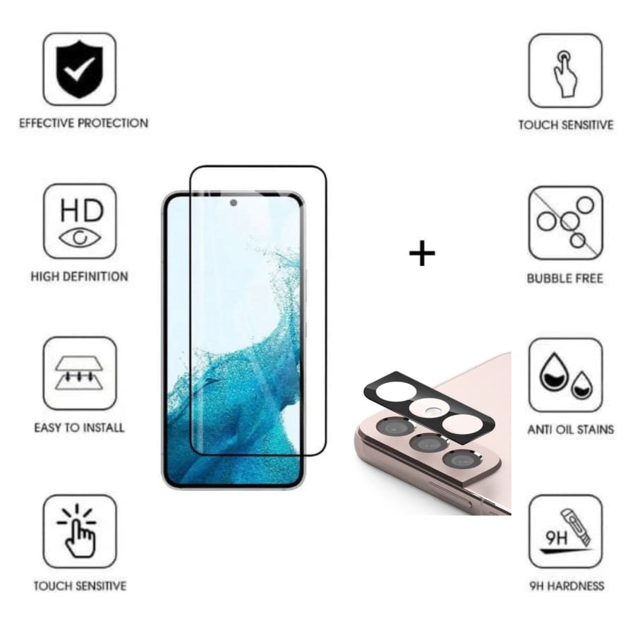 Glass Screen Protector for Samsung Galaxy S22 (2 in 1)