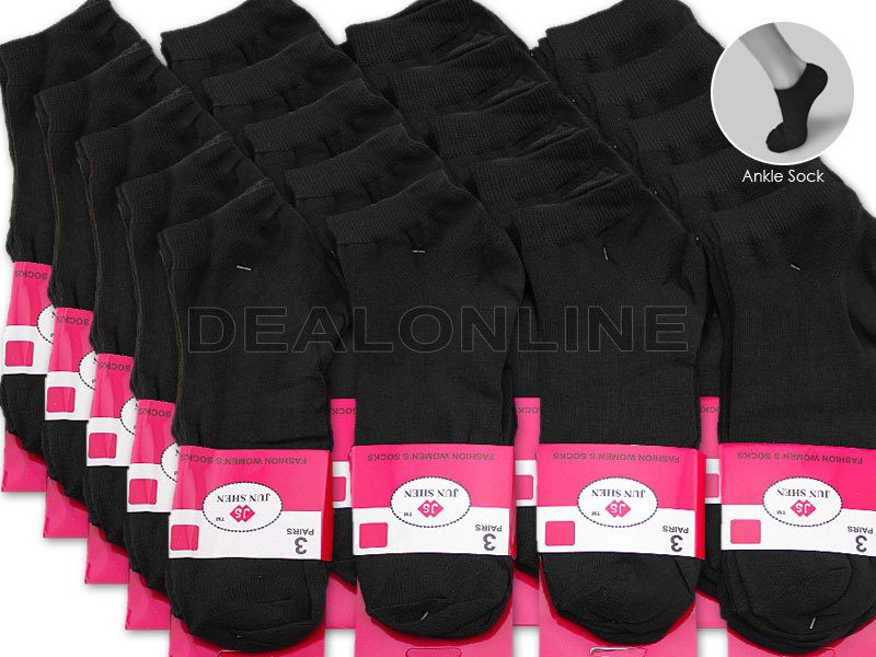 WHOLESALE - (60 Pairs) BLACK Ankle Socks