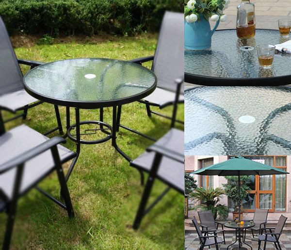 80CM Quality Tempered Glass Round Garden Table