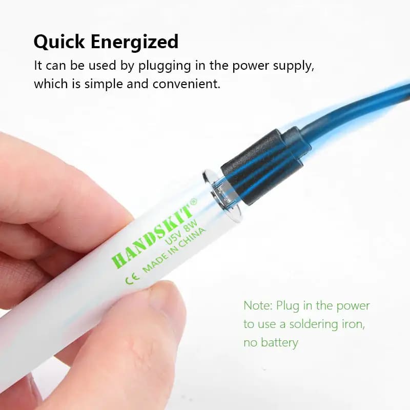 USB Soldering Iron Set - 8W Adjustable Temp, Ceramic Core & 4 Tips