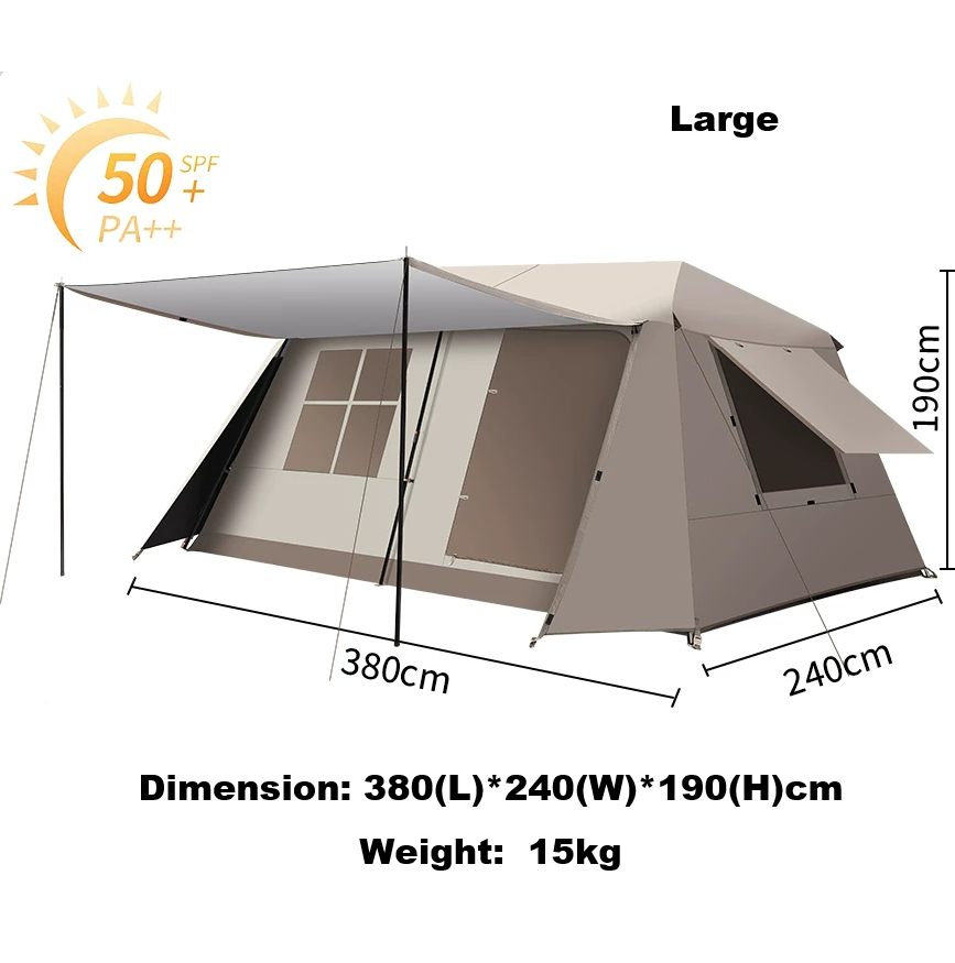 Family Tent Automatic Tent –Double Layers PU3000+ Waterproof,Two Bedrooms
