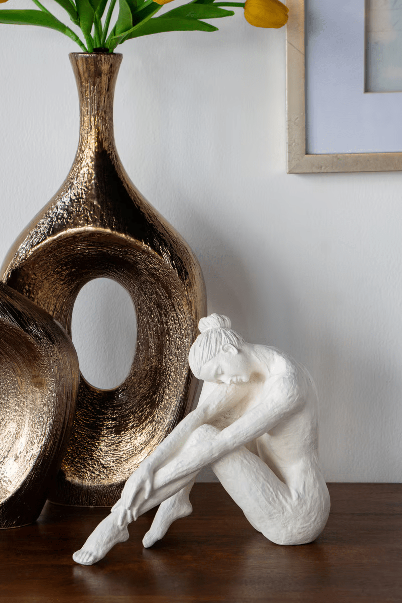 Yoga Lady Figurine - White at online8 furniture store Auckland