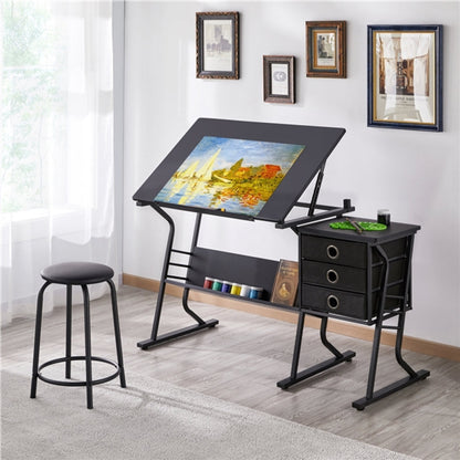 Drafting Table & Stool Set For Artists