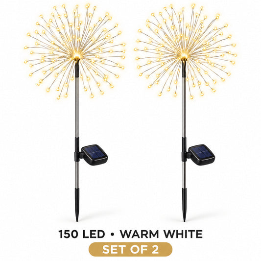 150 LED Warm White Solar Fireworks Lights – Set of 2