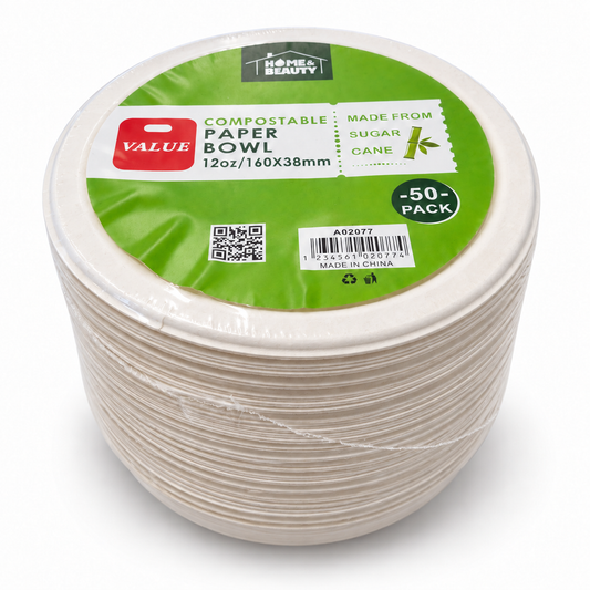Compostable Paper Bowls – 12 oz, 50 Pack