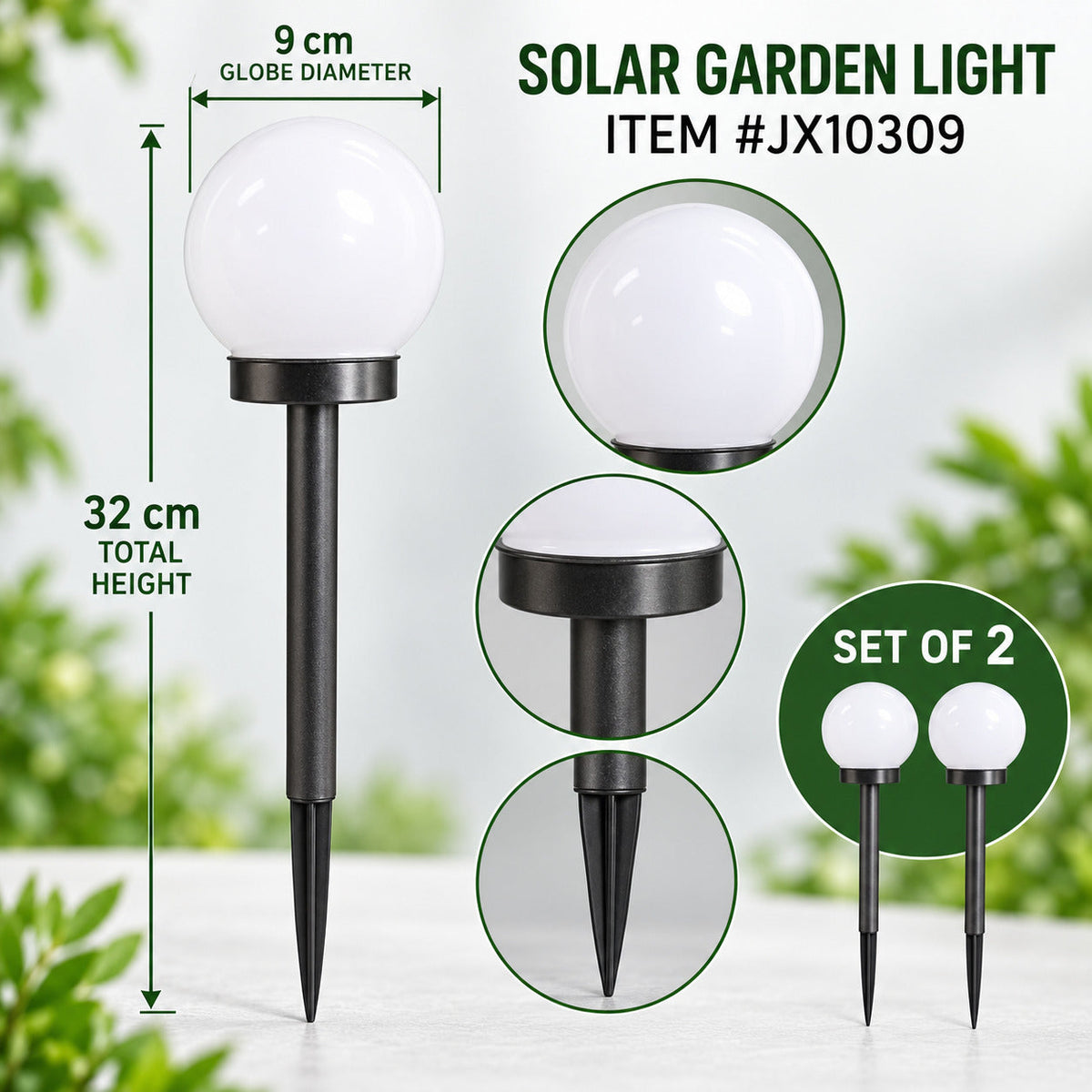 Solar Garden Globe Lights – Set of 2