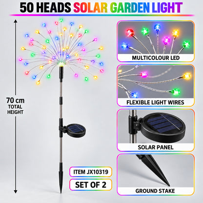 50 Heads Multicolour Solar Fireworks Lights – Set of 2