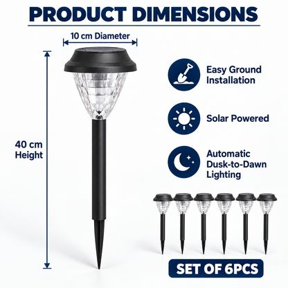Solar Garden Path Lights – Set of 6