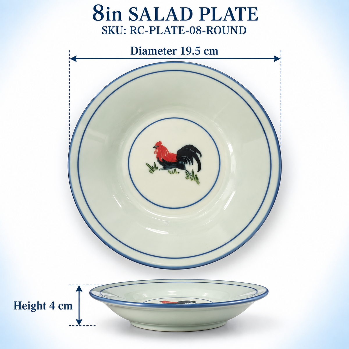 Rooster 8in Salad Plates – Set of 4