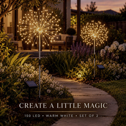 150 LED Warm White Solar Fireworks Lights – Set of 2