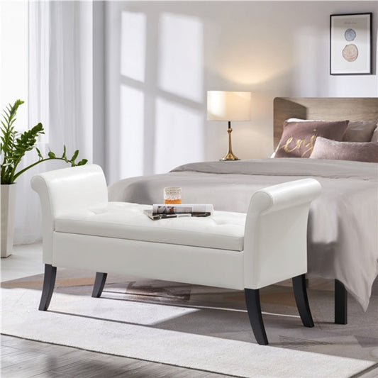 Faux Leather Accent Upholstered Multifunctional Vintage Storage Bench