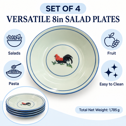 Rooster 8in Salad Plates – Set of 4