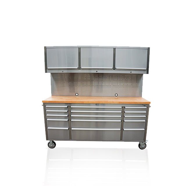 72 Inch 18 Drawers Stainless Steel Tool Chest workbench