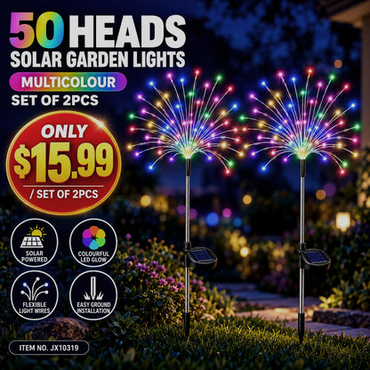 50 Heads Multicolour Solar Fireworks Lights – Set of 2