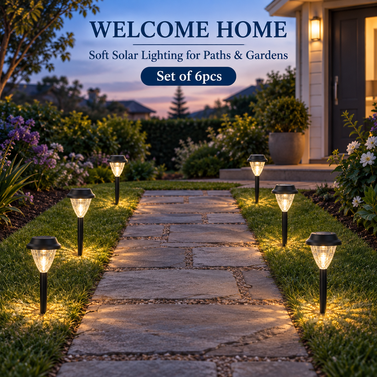 Solar Garden Path Lights – Set of 6