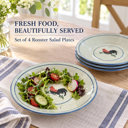 Rooster 8in Salad Plates – Set of 4