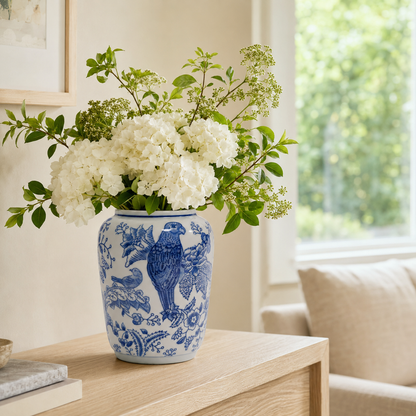8-Inch Blue & White Porcelain Lantern Vase