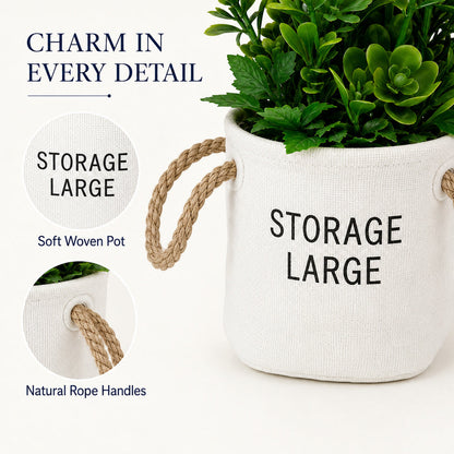 Artificial Daisy Arrangement in Woven Storage Pot – 26 cm