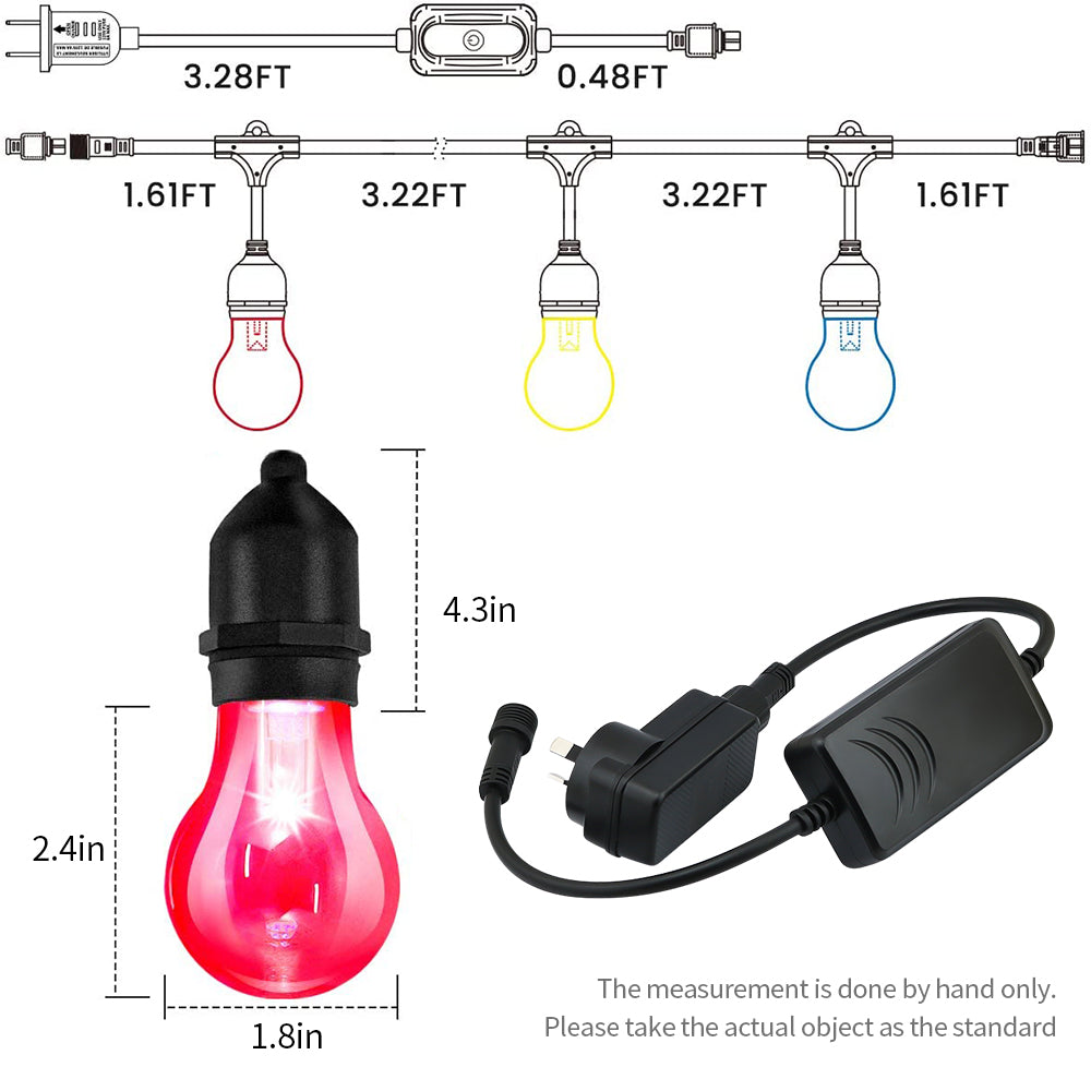 Outdoor Festoon Light String Lights 20M 24 LED Bulbs