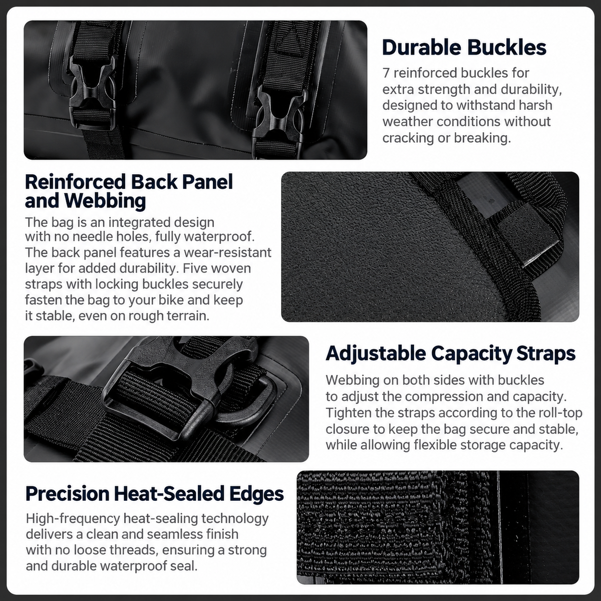 Motorcycle Waterproof PVC Crash Bar Bag – 5–8L Roll-Top Adventure Storage Pouch BQF1125