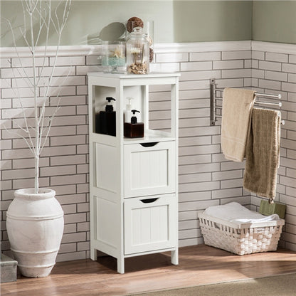 White Bathroom Cabinet 2 Hideaway Drawers 1 Shelf