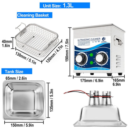 Ultrasonic Cleaner 1.3L Heated Ultrasonic