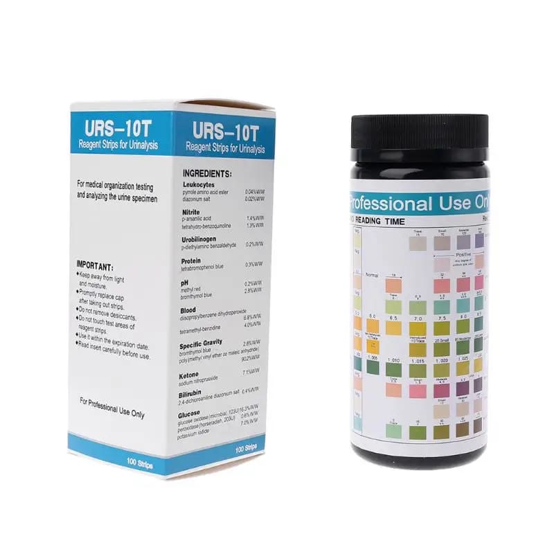 100 Strips URS-10T Urinalysis Reagent Strips - 10 Parameters