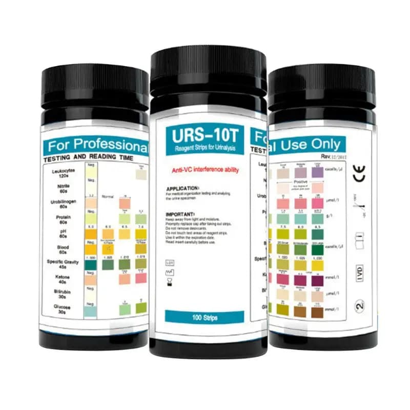 100 Strips URS-10T Urinalysis Reagent Strips - 10 Parameters