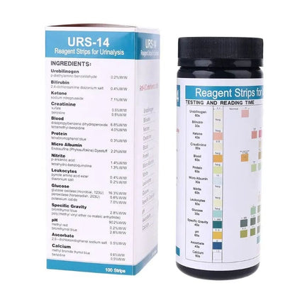 100 Strips URS-14T Urinalysis Reagent Strips  - 14 Parameters