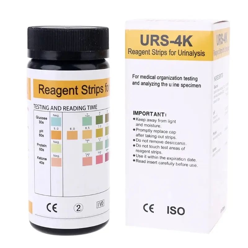 100 Strips URS-4K Urinalysis Reagent Strips - 4 Parameters