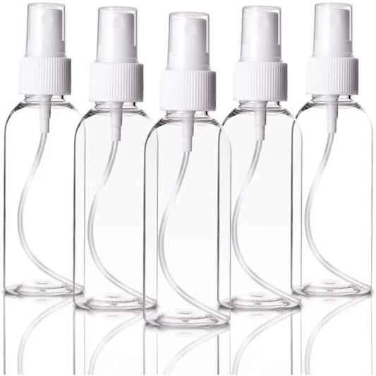 200 x 100 ml Clear Plastic Bottle with Fine Mist Spray Atomiser & Cap