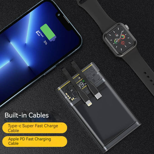10000mah Display Power Bank With Built-in Cables