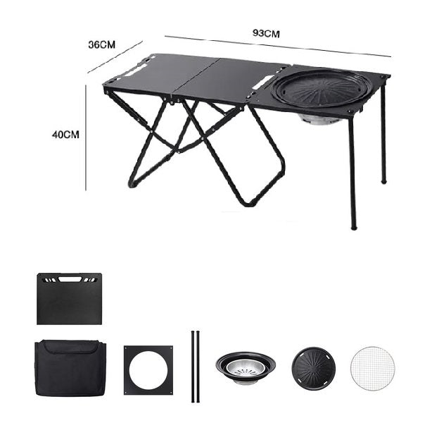 ECOTREK Folding BBQ Table – 93cm Portable Outdoor Cooking Station ZF10312