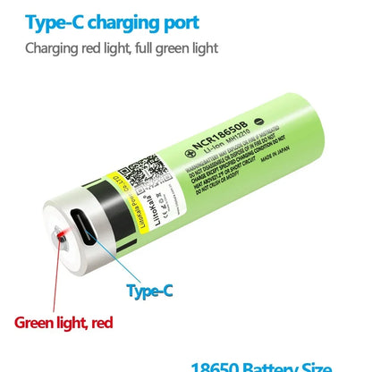 18650 Rechargeable Battery USB-C 2PCS