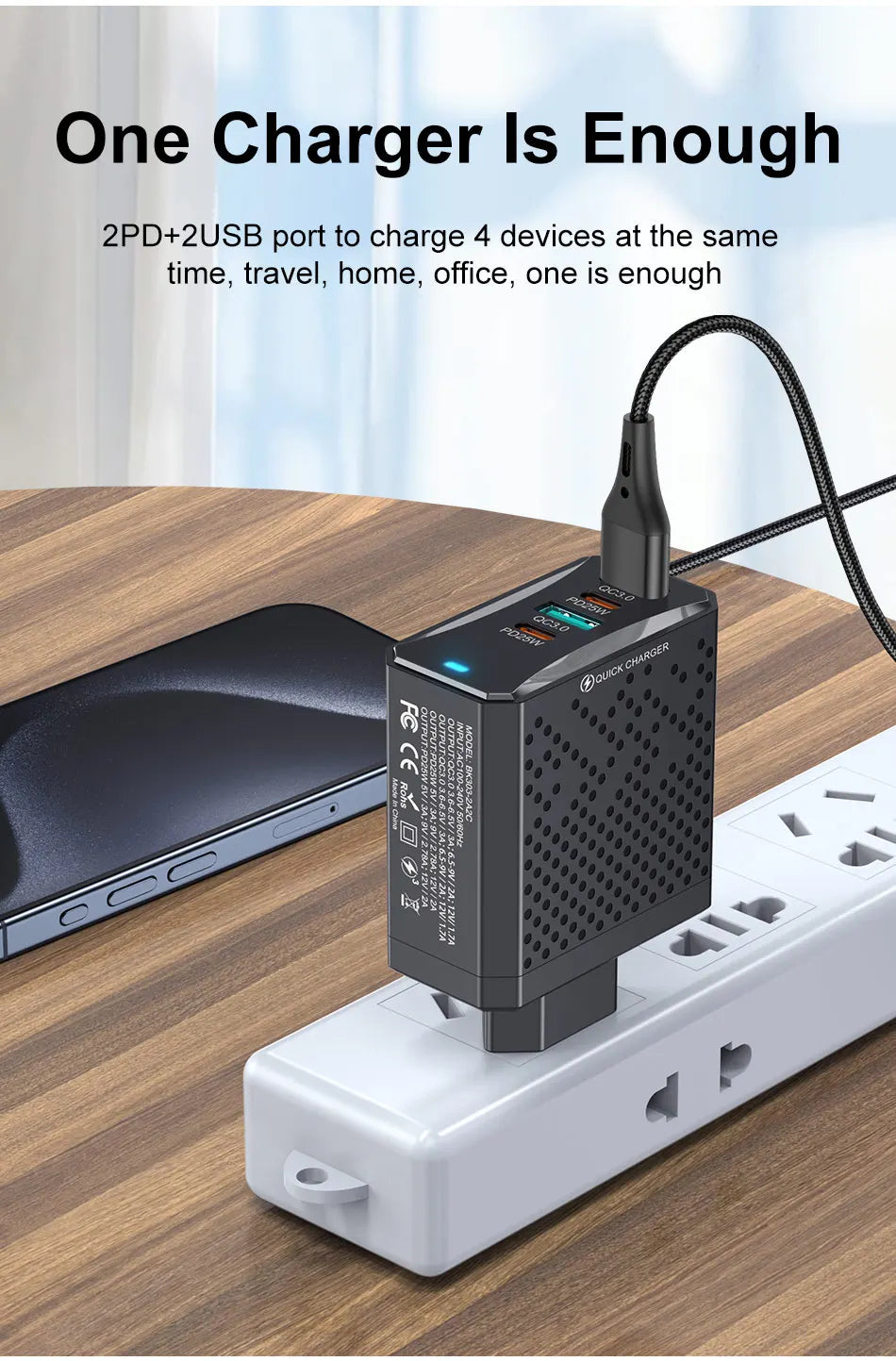 100W DUAL USB C PD Fast Charging Wall USB C Charger Power Adapter Type C