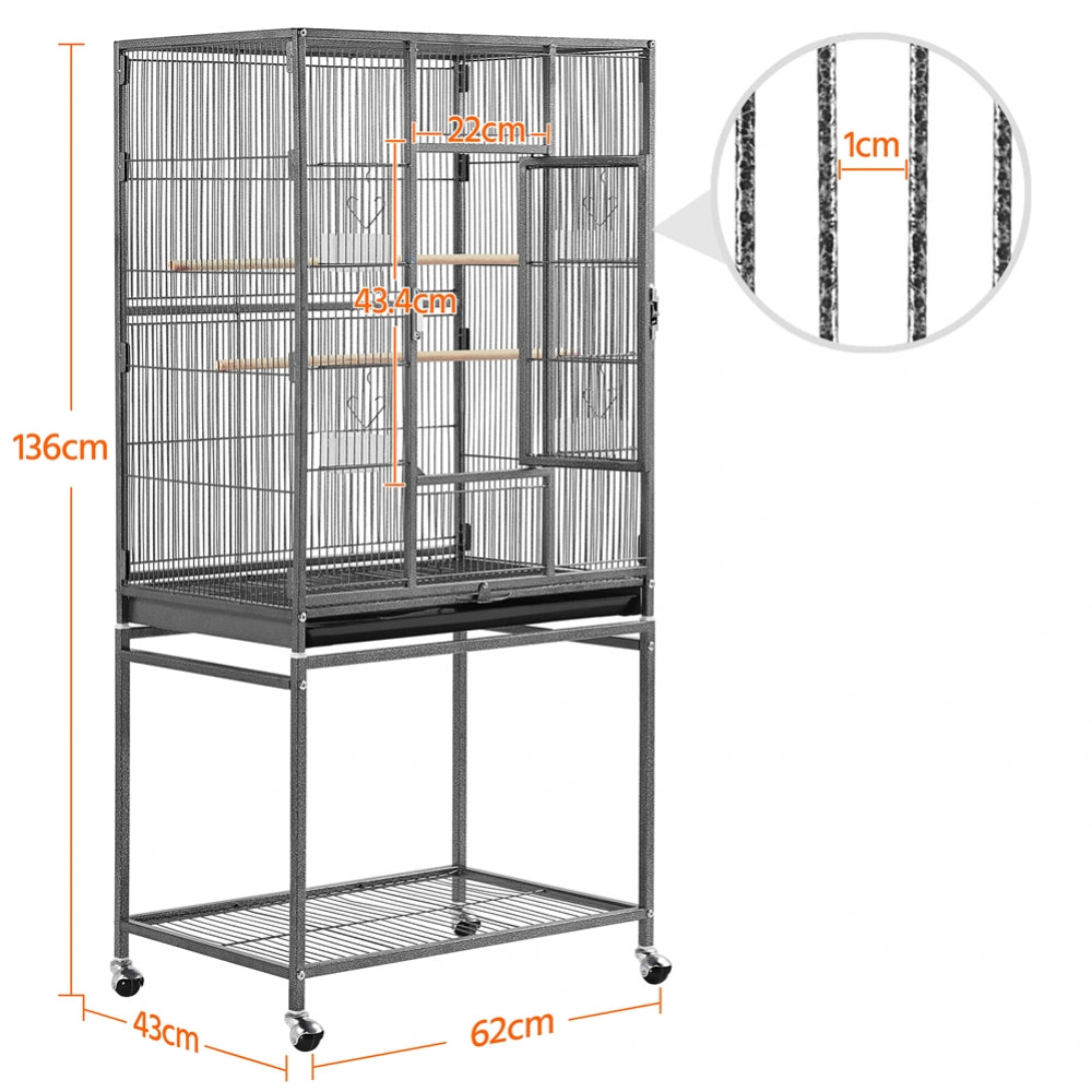 54’’H Mobile Large Parrot Cage w/ Stand