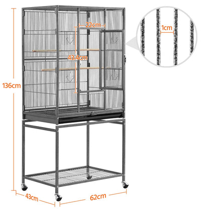 54’’H Mobile Large Parrot Cage w/ Stand