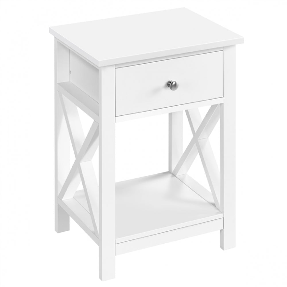 Improved Quality Wood X Shape Bedside End Table Set of 2 Storage Cabinet Nightstand