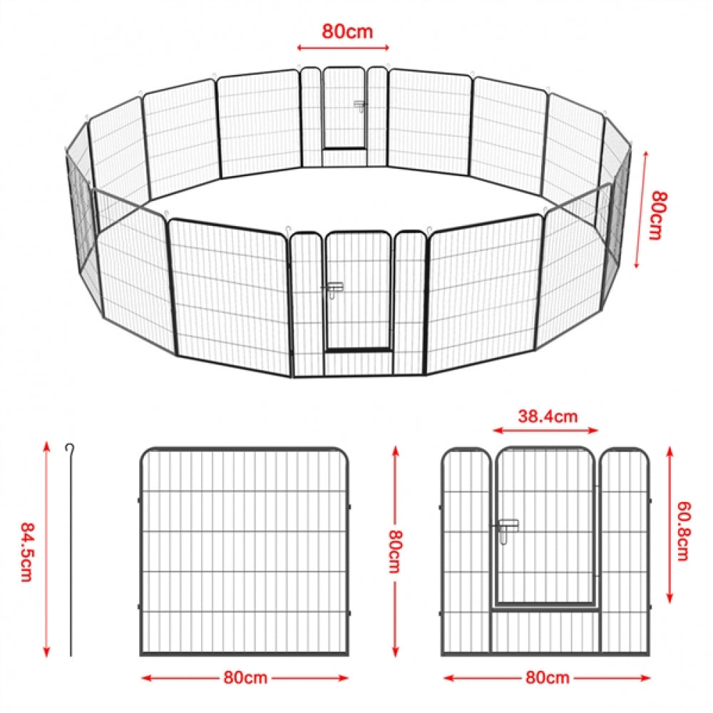 24 Panels Heavy Duty Dog Pen 19.2 Metre Length Overall