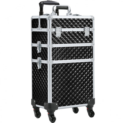 3-in-1 Rolling Makeup Train Case Portable Cosmetic Trolley