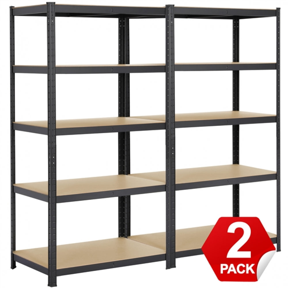 Pack of 2 5 Tiers Metal Storage Shelving Adjustable Display Rack Unit